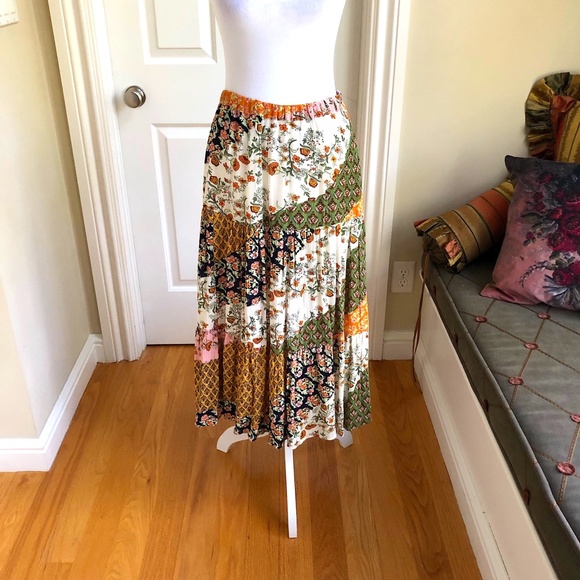 Stone Cold Fox Dresses & Skirts - Sold Coldwater Creek Patchwork Tiered Pull On Multicolored Maxi Skirt (PL), NWOT